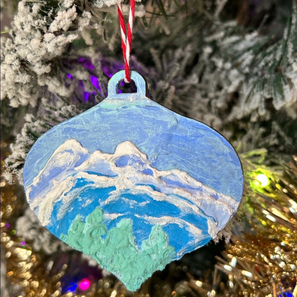 Hand painted Mountain Ornament
